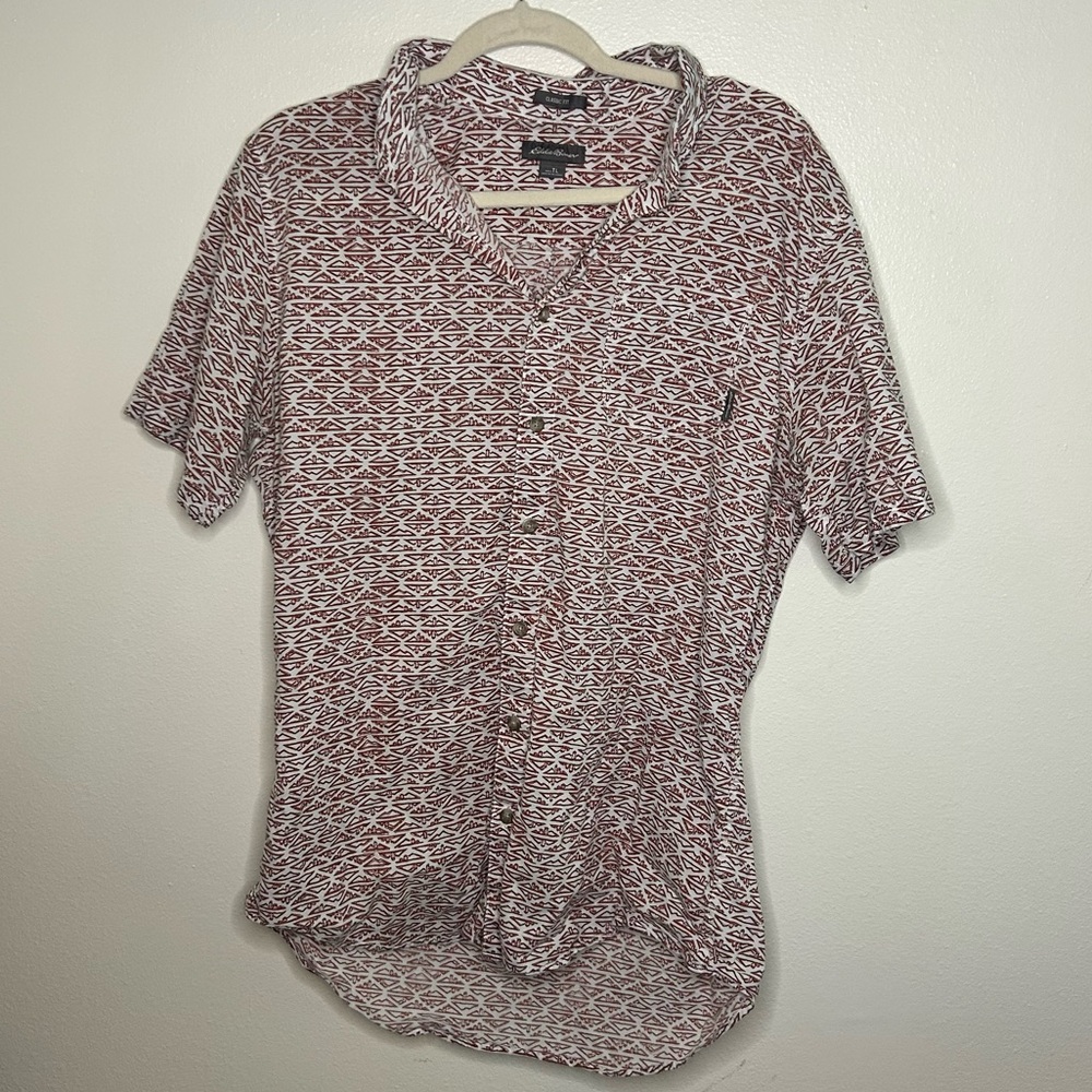 Eddie Bauer men's casual short sleeve geometric print shirt